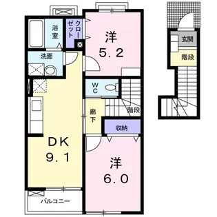新潟県長岡市上岩井【アパート】の間取り