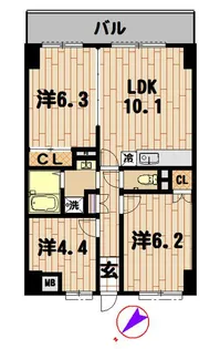 WITH PLACE MORISAKI【4階】の間取り