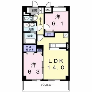 クルトゥーラガーデン【2階】の間取り