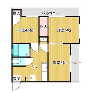 サンライズ都賀【1階】の間取り