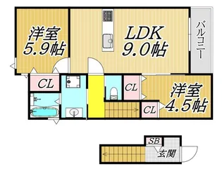 ジラソーレ新伊丹【2階】の間取り