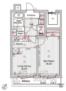 ヴォーガコルテ長原【3階】の間取り