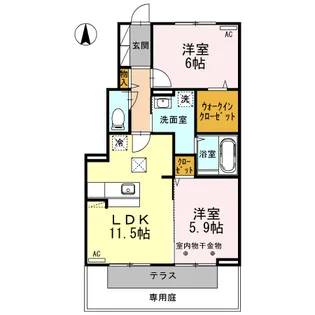 福井ガーデンハイツ A棟【1階】の間取り
