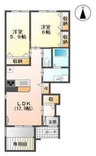 ユニヴァリィ ドルチェ【1階】の間取り