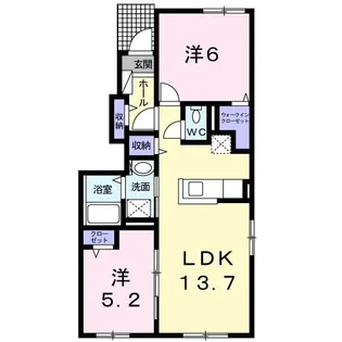 セルリアン ブルーIV【1階】の間取り