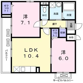 フラット黒門【4階】の間取り
