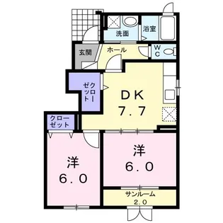 ドゥ シェ モア A【1階】の間取り