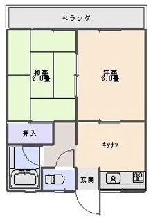 ハイツ戸崎B【2階】の間取り