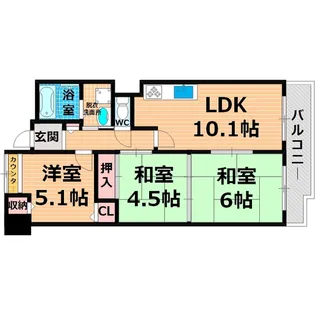 大阪府大阪市鶴見区浜3【マンション】の間取り