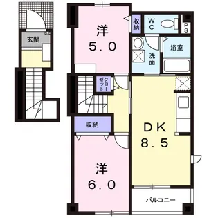 秋田県大仙市大曲花園町【アパート】の間取り