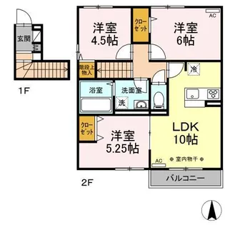 アンソレイユ【1階】の間取り