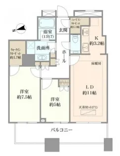 クレストプライムタワー芝【30階】の間取り