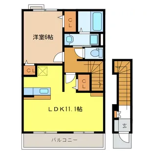 岐阜県各務原市鵜沼小伊木町1【アパート】の間取り