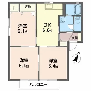 サンクレールE【1階】の間取り