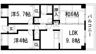 パセオ清荒神1番館【9階】の間取り