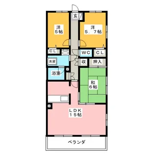 レアシュロス鴨居【3階】の間取り