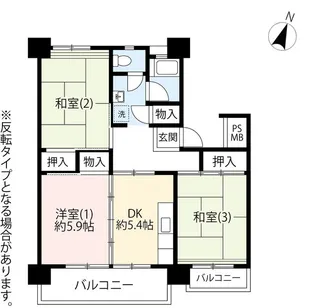 UR多摩ニュータウン諏訪【2階】の間取り
