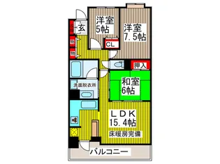 コスモ浦和常盤ヴェルテックス【9階】の間取り