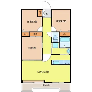 エクレール宮城野【5階】の間取り