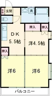 マリンハイツB【2階】の間取り