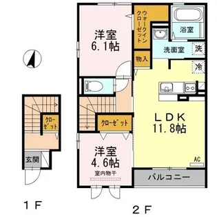 角井田ハウス【2階】の間取り