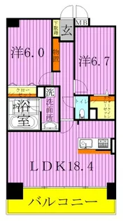 ロイヤルパークスリバーサイド【6階】の間取り