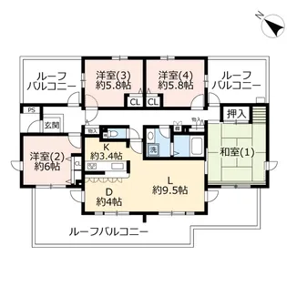 UR港北ニュータウンコンフォール城山の丘【6階】の間取り