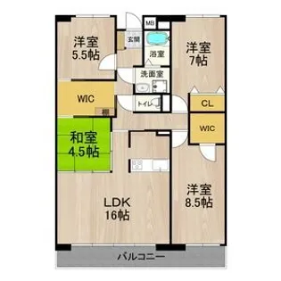 フェルザ住道(旧:パルティール田中)【7階】の間取り