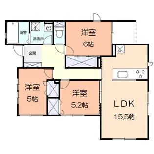 リバティハイツC【1階】の間取り
