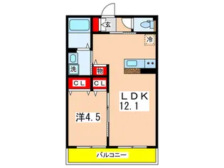 プレジドール市金【1階】の間取り