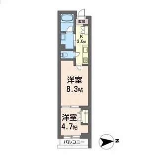BEREO 宮千代 Ateliell【2階】の間取り
