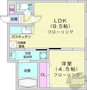 パークスクエア円山公園【1階】の間取り