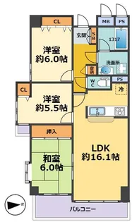 ヴェルビュ西宮学文殿【4階】の間取り