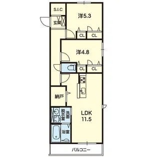 2LDKの間取り画像