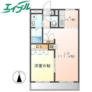 クローバーグリーンV【2階】の間取り