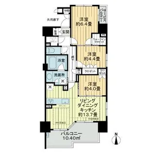 プラセシオン名古屋伏見【4階】の間取り