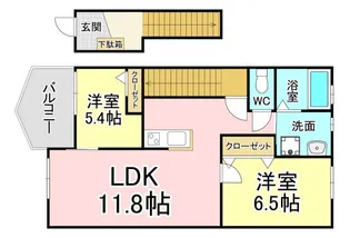 福岡県北九州市八幡西区石坂1【アパート】の間取り