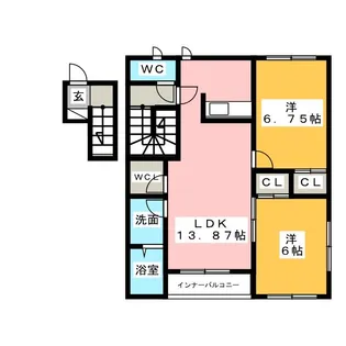 デ・ローザC【1階】の間取り