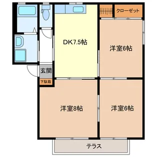 ラヴィアンローズ A棟【1階】の間取り