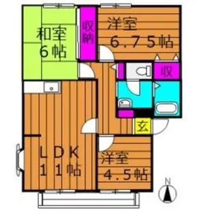 サンビレッジブライト A【2階】の間取り