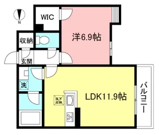 1LDKの間取り画像