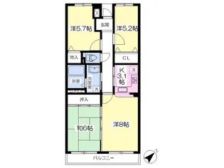 昭和マンション野草園【2階】の間取り