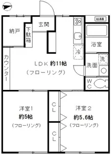 百合丘ハイコーポB棟113号室【1階】の間取り