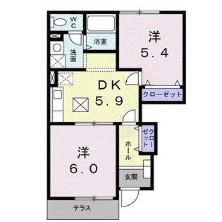 シャルディーノII【1階】の間取り