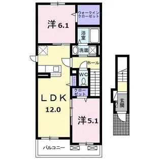 沖縄県うるま市字田場【アパート】の間取り