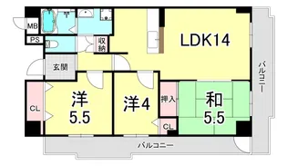 コモンパレス清水が丘【6階】の間取り