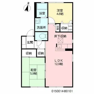 アーバンハイツ三日月 B棟【1階】の間取り