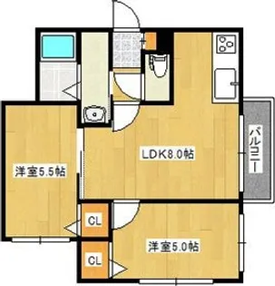 A BOND gran菊水【2階】の間取り