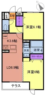 サニーウェルくぬぎ坂I【1階】の間取り