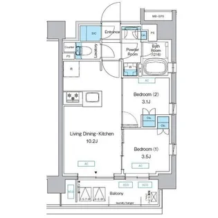プレディアコート三軒茶屋【8階】の間取り